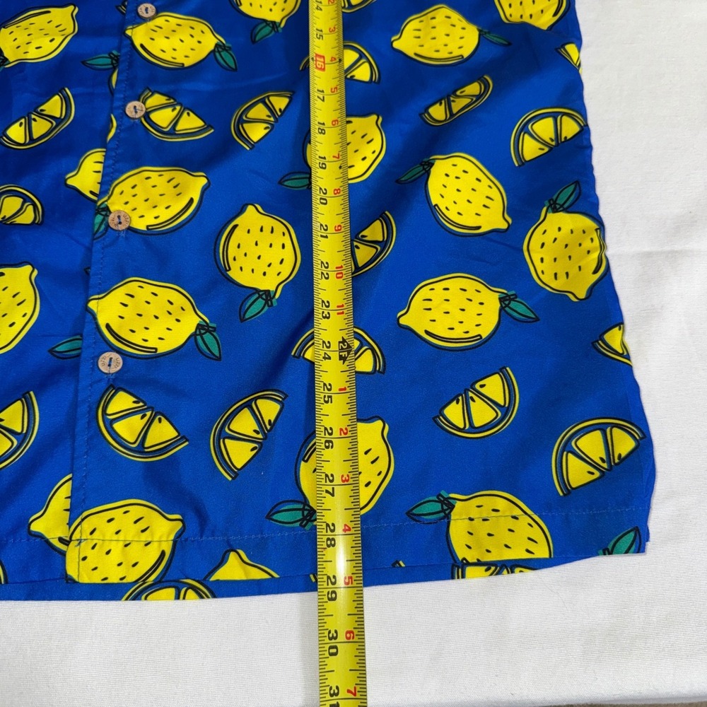 Uzzi Amphibious Gear Mens Lemon Print Button Down Shirt Blue Yellow Medium HP74 - Picture 6 of 10